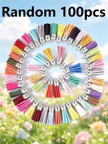 10/30/60/80/100pcs Multi-Color Bright Mixed Faux Suede Tassels With Gold Caps - Rainbow Keychain Charms, Suitable For DIY Jewelry, Crafts And Phone Lanyards, Jewelry Making Accessories - Tassel - View 20