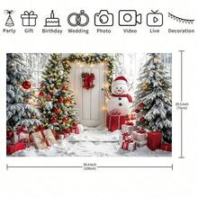 1 Christmas Happy Photography Background Banner With Joyful Snowman Christmas Tree Pattern, Suitable For Winter New Year's Eve Home Wall Decoration And Christmas Party Decoration. - Multicolor - View 6