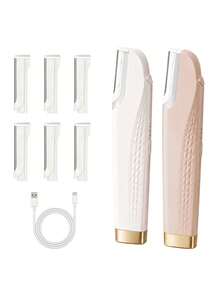 Ultrasonic Facial Razor, Exfoliating Dead Skin And Peach Fuzz, Rechargeable, Electric Facial Shaver With LED Light And 6 Replacement Blades, 90mAh Lithium Battery Capacity, Suitable For Women's Face, 3-Speed Exfoliating Tool For Removing Pimples And Dead Skin, Eyebrow And Facial Hair Remover, Perfect Holiday And Christmas Gift For Family And Friends - Multicolor - View 7