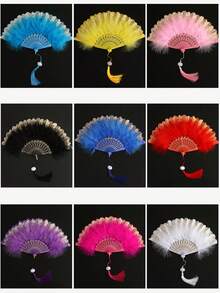 Artificial Feather Fan, Handheld Feather Fan, Vintage 1920s Style, Suitable For Masquerade, Stage Performance, Square Dance, Photography, Advertising, Qipao Show, Graduation Ceremony, Graduation Celebration, Travel Hiking Essential Portable Tool - Fan - View 4