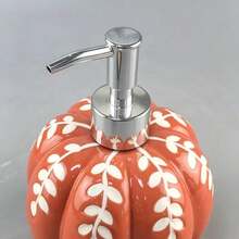 Halloween Thanksgiving Pumpkin Soap Dispenser, Orange Ceramic Liquid Hand Soap Bottle, Refillable Pump Head Lotion Container, Farmhouse Style Autumn Decor, Suitable For Bathroom Kitchen Bedroom Countertop - Multicolor - View 7