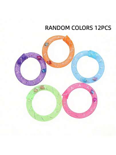 12pcs Random Color Cat Toys, Mesh Cat Self-Entertainment Ring Donut Bell Toy, Kitten Teaser Toy For Boredom Relief, Interactive Toy For Pet And Owner Bonding