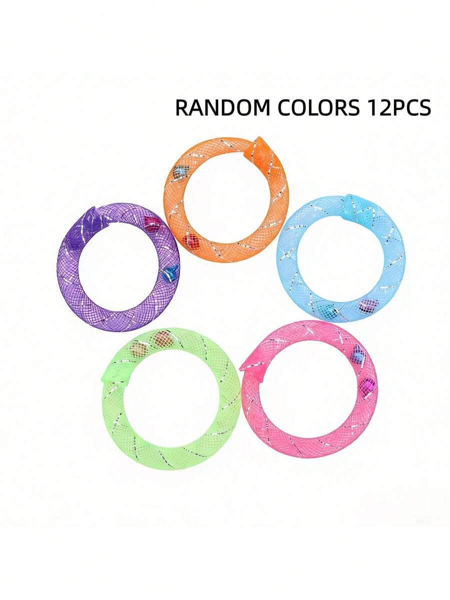 12pcs Random Color Cat Toys, Mesh Cat Self-Entertainment Ring Donut Bell Toy, Kitten Teaser Toy For Boredom Relief, Interactive Toy For Pet And Owner Bonding