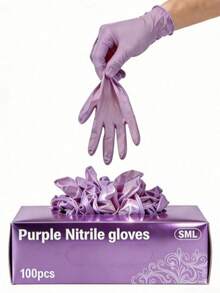 200 piezas Guantes de nitrilo morados multiusos - Impermeables, antiestáticos y duraderos, adecuados para lavar platos y limpieza del hogar, herramienta doméstica conveniente (enviados en bolsas para evitar daños durante el transporte) - 200 morados - Ver 5