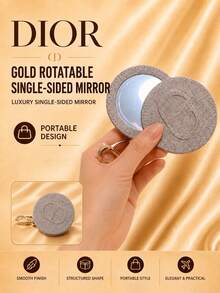 Dior 迪奧旋轉單面隨身圓鏡，單件售賣，布藝掛扣便攜耐用，日常補妝出行隨身使用 - 金色 - 查看 3