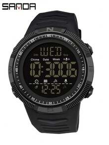 SANDA. SANDA Single Display Digital Watch For Men, Fashion Student Wristwatch With Luminous & Waterproof Function - one-size - View 3