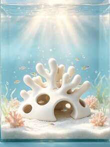 3D White Coral Fish Tank Hideout, Multi-Size Interconnected Hole Design, Large Main Cave With Multiple Ventilation Holes, Suitable For Betta Fish, Tetra, Crystal Shrimp, Cichlids To Hide And Rest, Material That Doesn't Cloud Water - Happy Aquarium - View 2