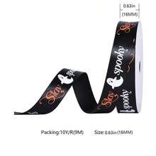 Halloween Ribbon 9.1m Roll, Holiday Party Decoration Gift Wrapping Ribbon, Hair Accessories, Bows, Floral Packaging DIY Halloween Ribbon - Trick Or Treat Pumpkin, 1.6cm Wide, 9 Meters/roll - View 9