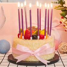 36支生日蠟燭，附底座長蠟燭，適用於蛋糕、生日慶祝、婚禮派對、畢業典禮 - 紫色 - 查看 5