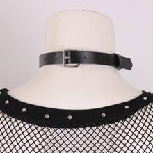 1pc Women's Black Velvet O-Ring Leather Collar Holiday Gift - Black - View 5