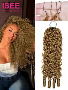 ISEE New In Honey Blonde Color Burmese Curly Crochet Human Hair For Knots Plush Texture Time-Saving Wear 16-24 Inch Use For Beginners - S27 - View 1