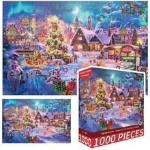 1000片拼图玩具，尺寸70厘米*50厘米，油画风景卡通图案，成人减压，装饰艺术品，适合万圣节、圣诞节、生日礼物 - 彩色 - 查看 29