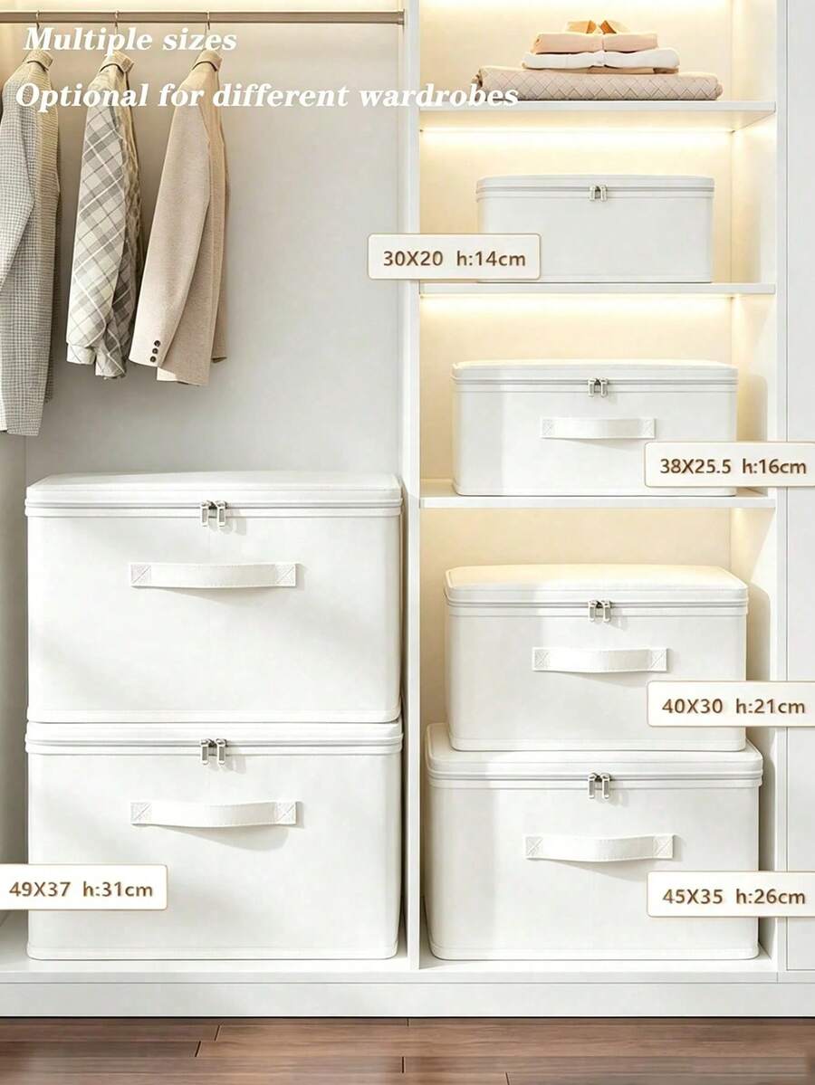 Zippered Fabric Storage Box, Large Capacity Clothing & Bedding Storage Bin, 3 Portable Handles, Stackable Closet Moisture-Proof & Dust-Proof Storage Container, Suitable For Clothes, Bedding, Sweaters, Miscellaneous Items, Space-Saving - Multicolor - View 1