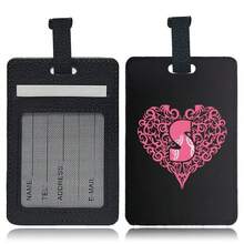 PU Leather Suitcase Tag With Hidden Card Slot Detachable Quick Release Strap Anti Scratch Wearproof Portable For Business Travel Overseas Trip Student Bag And All Luggage Sizes Initial Name Love Letter 26 Letters Pattern - Black 1pc - View 26