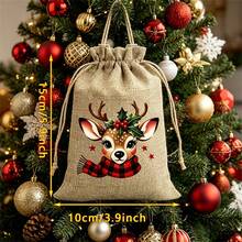 1/6/12pcs,Christmas Burlap Gift Bags, Small Gift Bags With Drawstrings, Suitable For Christmas, New Year Parties, Country Parties And Other Party Favors - Multicolor - View 3