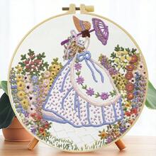 1 قطعة 20*20 سم/7.9*7.9 بوصة، طقم تطريز الزهور والنساء، مجموعة تطريز يدوية DIY للمبتدئين البالغين، هدية منزلية، هدية خياطة للنساء، تشمل دليل المستخدم، قماش مطبوع بالنمط، إطار التطريز، الإبرة والخيط. - A - مشاهدة 7