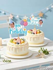 1/3/5/10pcs Customized Photo Personalized Face Cake Toppers, Different Photo Cake Decorations, Birthday Party Decor, Birthday, Baby Shower, Family Gathering, Holiday, Dessert Garnish, Party Supplies, Suitable For Home, Personalized Gift, Unique Gift - Multicolor (Cake Topper 2) - View 7