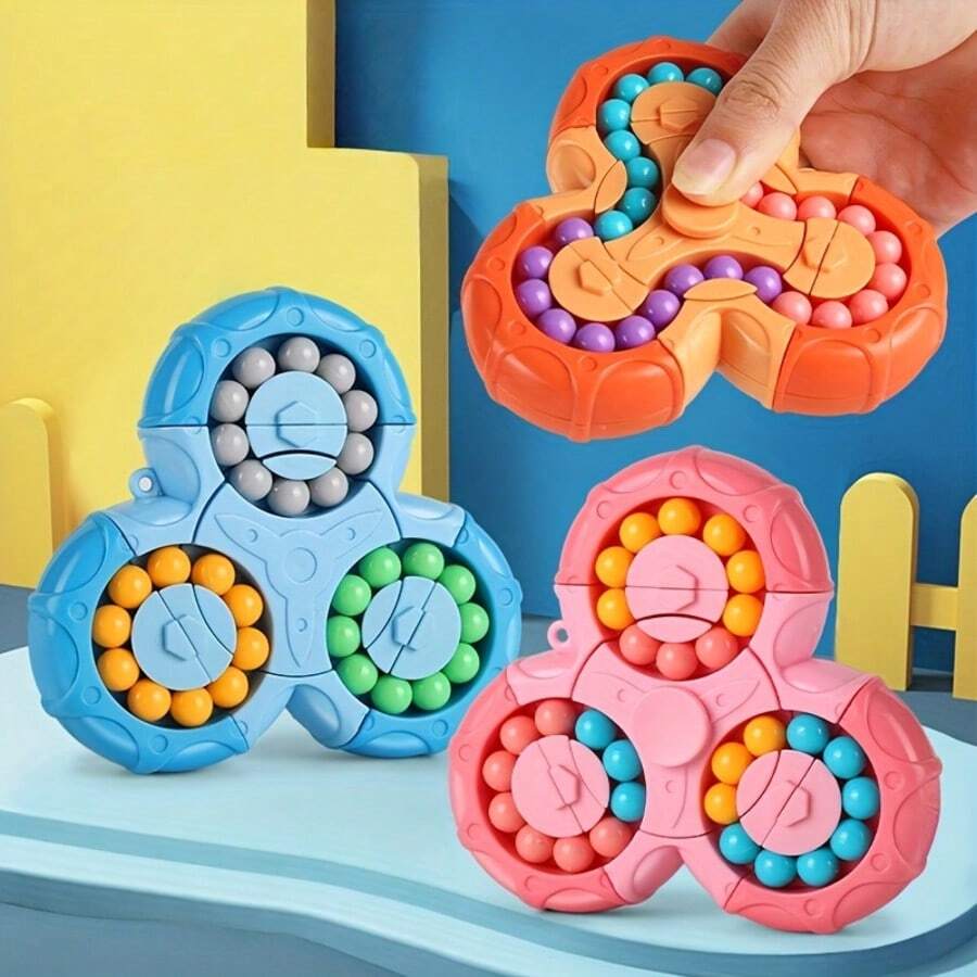 1pc Cool 2-In-1 Gyro Magic Bean Toy, An Interactive Double-Sided Puzzle Game That Helps Improve Focus, Enhance Attention, Stimulate Imagination, And Fine Motor Skills.