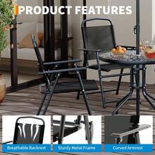 Kselythan Conjunto de comedor de exterior con sombrilla, mesa de patio y 4 sillas plegables con sombrilla, conjunto de muebles de jardín y patio con sombrillas, mesa de comedor con tablero de vidrio templado. - Negro - Ver 5