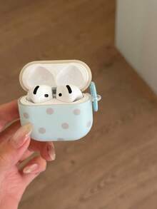 Casing Pelindung Minimalis Motif Macaron Polka Dot untuk Pods 4, Kompatibel dengan Apple Pod 3, Pro Earphone Shell Generasi ke-2, Bluetooth Nirkabel Generasi ke-3, Pod Pro Generasi ke-4, dan Generasi ke-5. - Biru dan Kuning - View 5