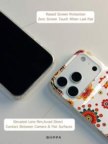 GIIPPA 1pc Red & Orange Paisley Vintage Floral Pattern Design Phone Case, Compatible With Phone 17 Pro Max, 16 Pro Max, 15 Pro Max, 14 Pro Max, Korean-Style High-End Fashion Fun Phone Case, Compatible With 11/12/13/14/15/16 Pro Max Plus, Elegant Design Suitable For Men And Women, Perfect Gift For Girlfriend On Christmas, Valentine's Day, Easter, Wedding Season And Birthday! - Multicolor - View 6