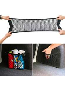 Universal Car Seat Back Mesh Storage Bag With Hook & Loop, Elastic Net Pouch Suitable For Car Trunk, Multi-Functional Nylon Hanging Organizer, Ideal For Daily Use, Travel Essentials, Back To School Season - Multicolor - View 9