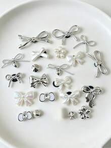 18pcs/Set Silver Bow Knot INS Style Shoe Charms, Detachable DIY Accessories, Suitable For Slippers And Sandals - Multicolor - View 4