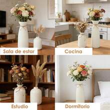 Set di 3 vasi moderni in ceramica, vaso decorativo minimalista in stile nordico boho, elegante vaso da fiori da tavolo per soggiorno, sala da pranzo, matrimoni e decorazione d'interni - 3pz - Visualizzare 4