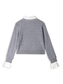 Atasan Rajut 2 in 1 Motif Patchwork Gaya Preppy - Grey - View 4
