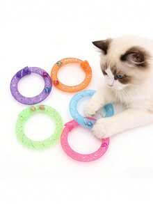 12pcs Random Color Cat Toys, Mesh Cat Self-Entertainment Ring Donut Bell Toy, Kitten Teaser Toy For Boredom Relief, Interactive Toy For Pet And Owner Bonding - View 4