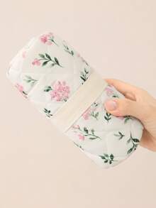 1pc Floral/Leopard Print Hair Tool Storage Bag, Portable Quilted Hair Dryer Storage Bag With Handle, Large Capacity Travel Storage Bag, Curling Iron Storage Bag, Multi-Compartment Styling Accessories Storage Box, Portable Hair Styling Tool Bag - Multicolor - View 6