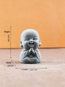 Mini Figura de Monge Buda, Decoração de Mesa Zen, Artesanato em Arenito, Pet de Chá Chinês, Decoração Oriental para Casa, Pequena Estátua para Alívio do Estresse, Presente Espiritual, Decoração de Paisagem Micro Bonsai, Pet de Chá Monge Esculpido em Pedra Zen - 1 peça - Visão 13