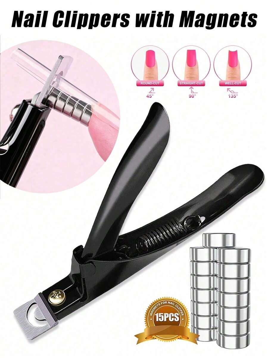 Acrylic Nail Clipper With Magnetic Collector And Length Gauge, Adjustable Stainless Steel Trimmer, Suitable For Gel, Acrylic And Fake Nails, Smooth Cutting Blade, Easy Size Adjustment, Suitable For Salon And Home Use