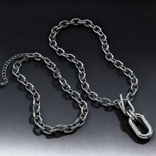 1 Stück minimalistische modische silberne Metallkette aus Zinklegierung mit Anhänger, geeignet für den täglichen Gebrauch von Frauen, kann als Schmuckaccessoire oder Geschenk verwendet werden. - Silber CCB - Übersicht 3