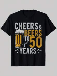 Camiseta para Amantes de la Cerveza para el 50º Cumpleaños - ¡Felicidades por los 50 Años! - Divertida Camiseta para Fiesta de Bebidas para Hombres y Mujeres - Camiseta de Algodón Grueso de - Negro - Ver 1