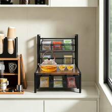 Tea Bag Organizer, Tea Bag Holder For The Kitchen, Countertop Teabag Organizer With Drawer Basket - Black + Vintage Brown - View 9