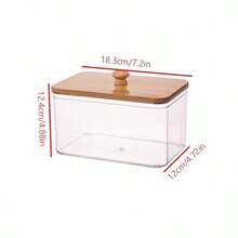 Transparent Laundry Room Storage Dispenser Bottle With Bamboo Lid, Clear Laundry Detergent Storage Container, Multi-Purpose Sealed Storage Jar For Washing And Care Products, Home Laundry Organization - A - View 2
