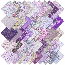 Lot de 50 pièces de tissu charm violet, carrés de tissu floral pré-découpés de 5 pouces, convient pour le patchwork, la couture, le quilt, les sacs, la décoration artisanale DIY pour la maison, Layer Cake (violet, 5" x 5") - Variante - Voir 8