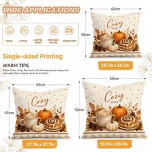 4pcs/1pc Autumn Dessert Fruit & Vegetable Plaid Pattern Pillow Case, Single-Sided Printed Pillow Case, Suitable For Living Room, Bedroom, Home Decor, All-Season Pillow Case - Multicolor 02 - View 3