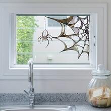1pc PVC Material Halloween Spider Web Static Glass Sticker, Double-Sided Visible, 20 Lines, Self-Adhesive Decorative Sticker, Suitable For Home Windows - Multicolor - View 1