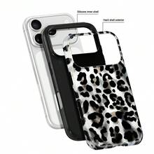 Koolife Leopard Print Phone Case Made Of TPU Material And Printed Fabric, Smooth And Hard Surface, Scratch-Resistant, Durable And Shock-Absorbing, Ideal Gift Choice, Compatible With Iphone 11, 12, 13, 14, 15, 16, 17/18 Series Models (Including Pro And Pro Max Versions) - Black and White - View 4