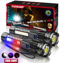 2pcs Rechargeable High Power Zoomable LED Flashlight With Power Display, Portable Flashlight For Outdoor Camping Night Fishing Home Emergency - Flashlight - View 12