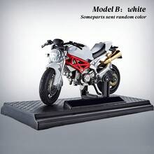 1pc 1:18 Diecast Alloy Racing Motorcycle Model With Base, Mini Simulation Sport Racing Bike Desktop Ornament, Collectible Toy Gift For Motorcycle Enthusiast - Black - View 11