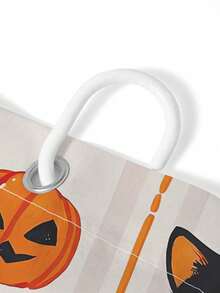 1pc Black Cat Pumpkin Halloween Pattern Waterproof Shower Curtain With Vertical Stripes, Suitable For Bathroom Partition Curtain With Hooks, Home Bathroom Decor Curtain, All Season Universal Shower Curtain - Multicolor - View 4