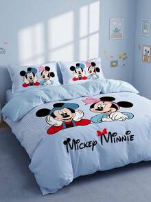 Disney 2/3件組迪士尼被套組，藍色卡通床上用品，舒適透氣、防起球、可機洗，男童房裝飾，臥室裝飾，四季適用，適合單人/雙人/加大/特大床，秋季居家裝飾，不含被芯 - 彩色 - 查看 9