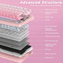 AULA Keyboard Mekanik S75 Pro dengan Desain Gradien yang Menarik, Tutup Tombol PBT dengan Cetakan Samping, Penyangga Kaki yang Dapat Diatur, PC/Mac/LinuxPBT, Layar GIF yang Dapat Diprogram, Suara Ketik yang Lembut, Bluetooth Stabil untuk Pelajar, Kantor, Pemain, dan Penggunaan Sehari-hari - View 11