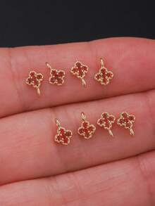 8pcs Mini Four-Leaf Clover Micro-Inlaid Colorful Zirconia Charms DIY Piercing Earrings, Bracelets, Anklets, Waist Chain Accessories, Best Handmade DIY Gift - Multicolor - View 17