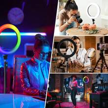 10-Inch Ring Light Strip, 63-Inch Extendable Tripod And Phone Holder, Dimmable LED Ring Light For Photography And Live Streaming, Suitable For Selfie Camera Photography/Makeup/Video/Live Streaming. - 黑色-10IN fill light - 查看 7