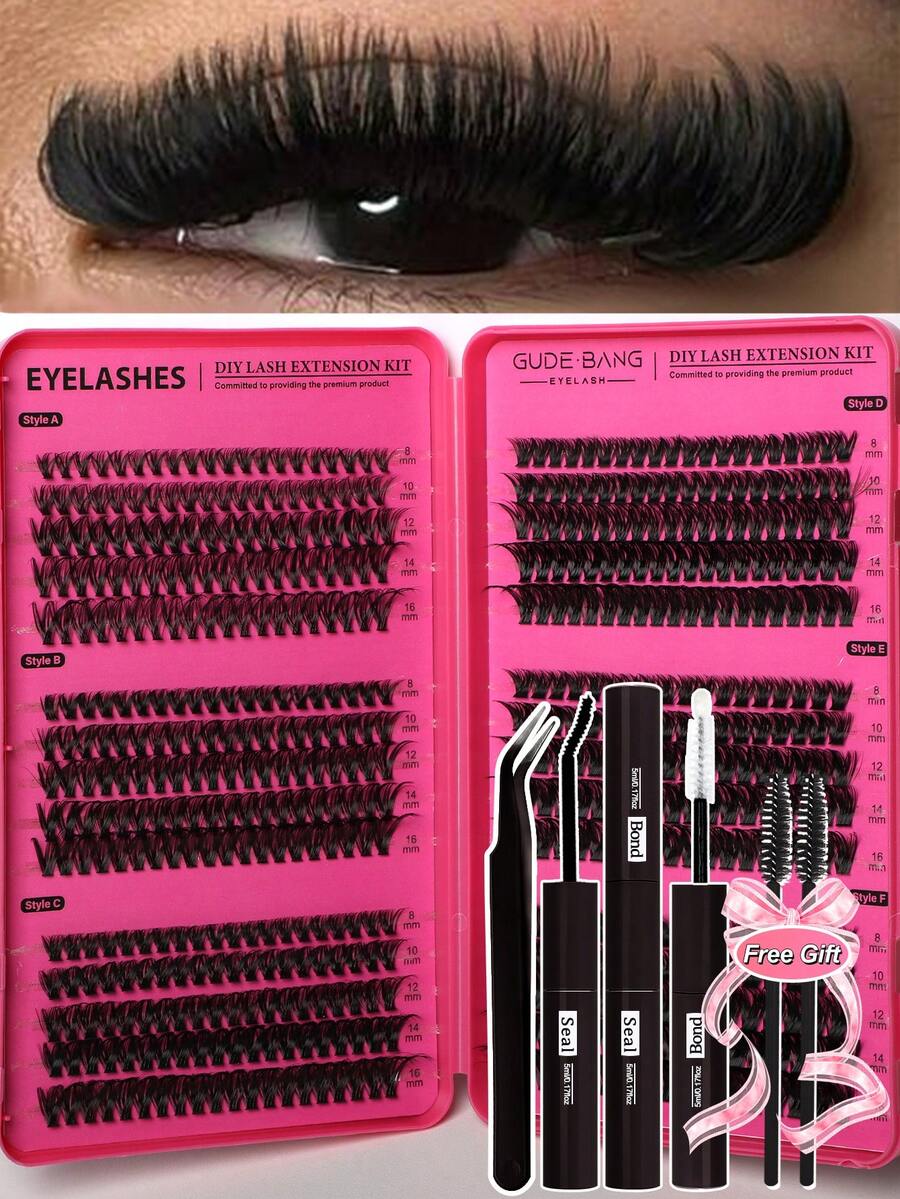 Recommended Platform Bestseller: This Large-Capacity Eyelash Extension Set Contains 570 Clusters, Coming As A Full DIY Eyelash Grafting Tool Kit For Home Use. - Black - View 1