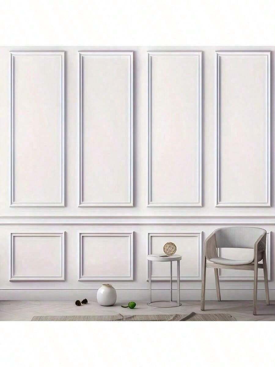 European Elegant Self-Adhesive PVC Decorative Trim, Easy Installation, Flexible, Perfect For Walls, Floors And Cabinets, Suitable For European, Roman Style Home, Wall, Floor And Bedroom Decoration - White - View 1